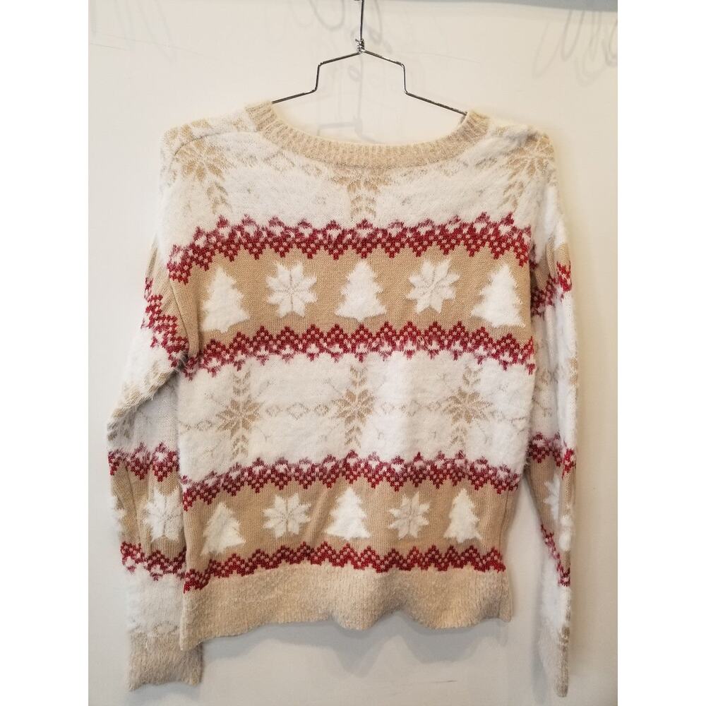 Ugly Christmas Sweater Snowflakes Xmas Trees Cozy Holiday Womens M - Picture 5 of 9